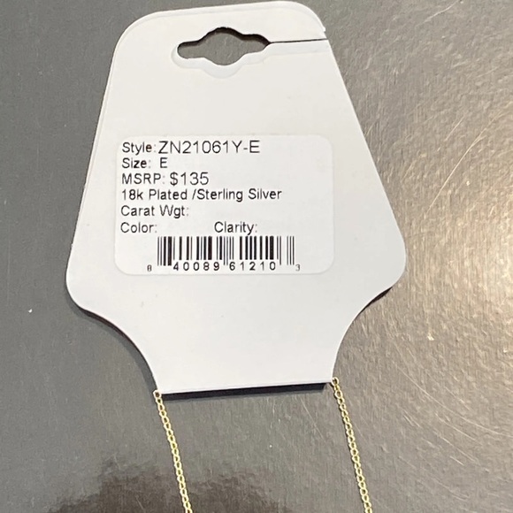 Savvy Cie Jewels 18K Gold Vermeil CZ Script Initial Pendant Necklace Letter E - Picture 8 of 8